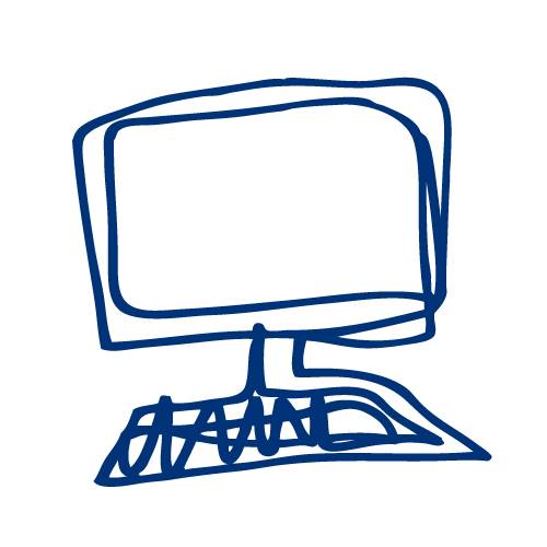 Desktop computer line drawing