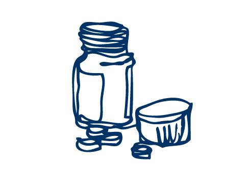 Line drawing of pills bottle