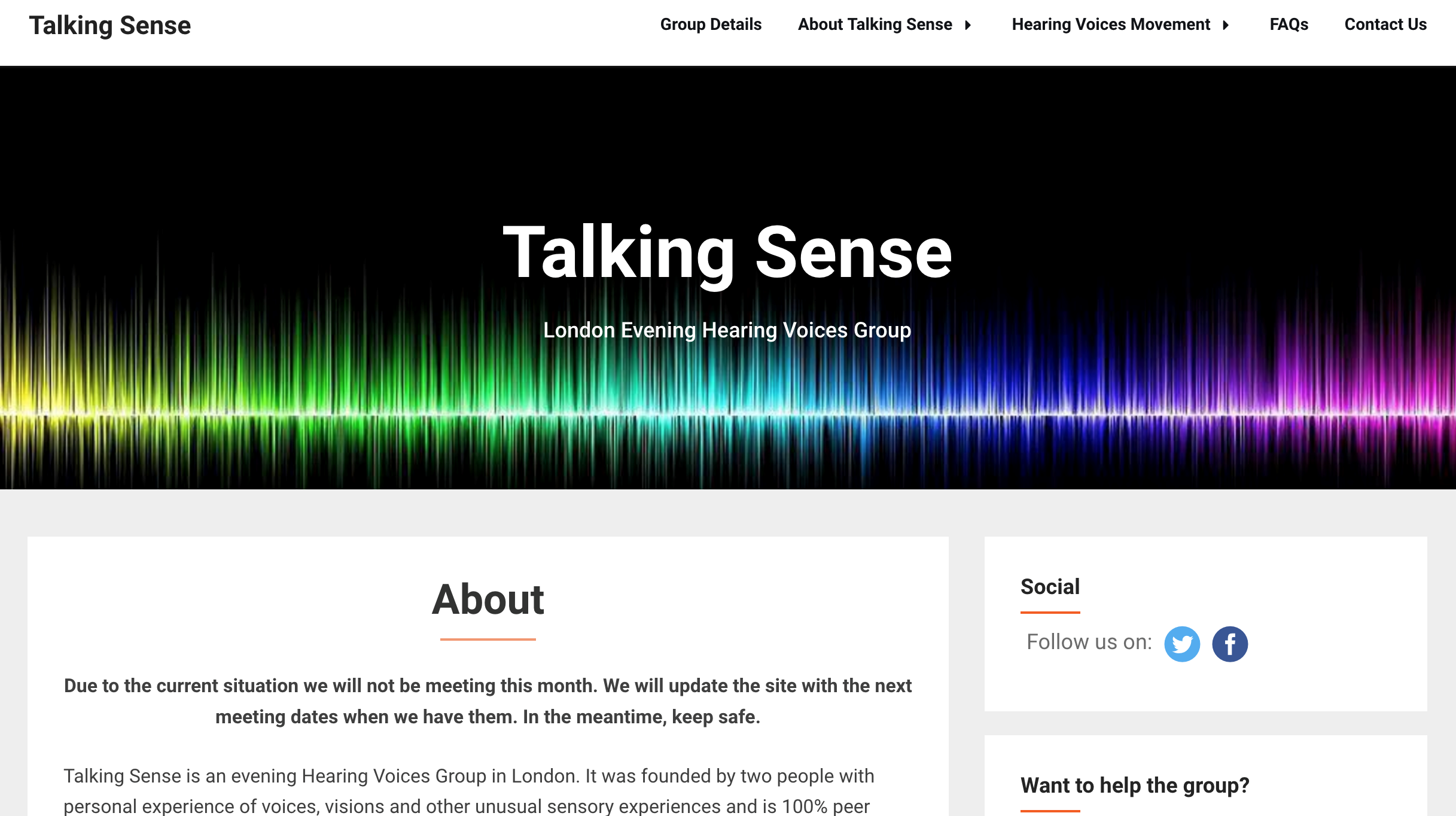 Screencapture of the Talking Sense website