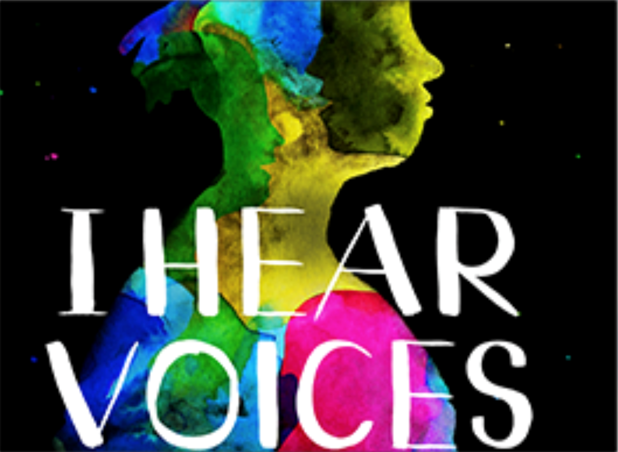 I Hear Voices written on a brightly coloured portfolio of a person's body