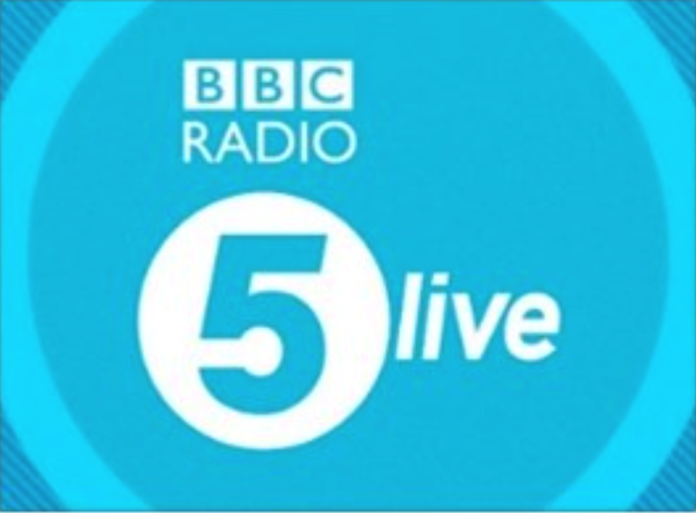 BBC Radio 5 live logo, bright blue