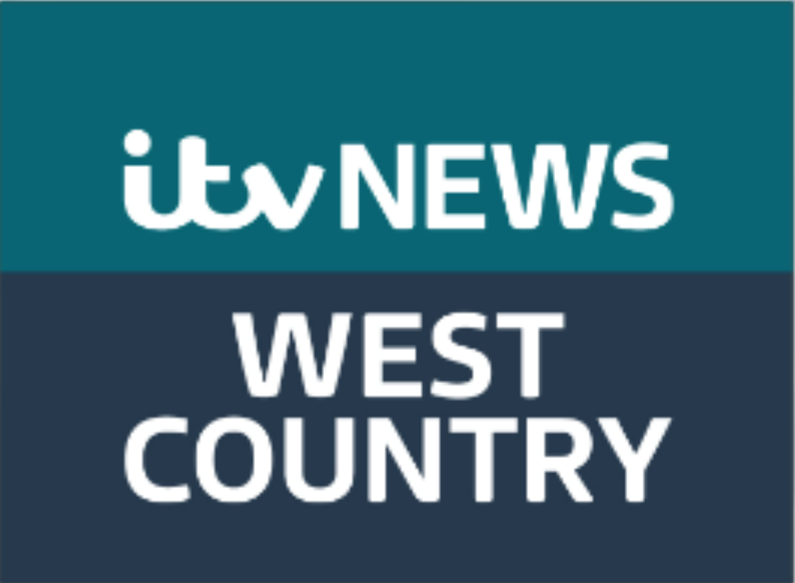 ITV News West Country with white writing with blue and green background