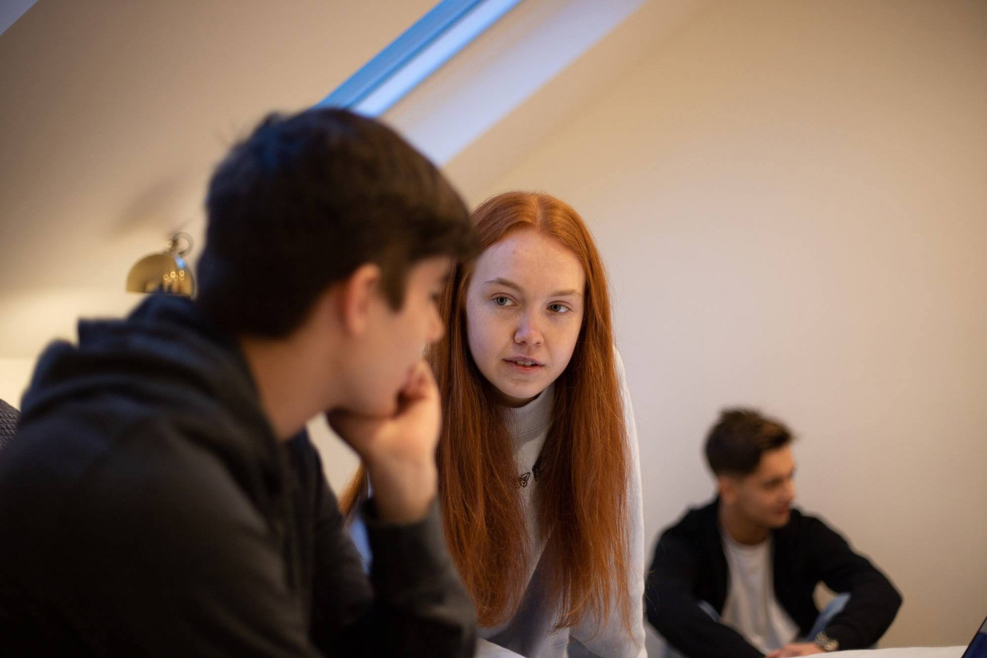 Teen Boy And Girl Having Discussion