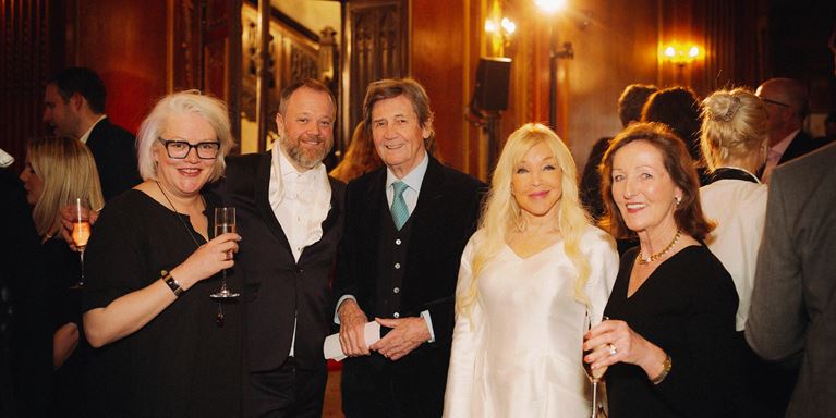 Left to right: Kathleen Miles, Director of Fundraising, John Harvey, Philanthropy Manager, Lord Melvyn Bragg, Former President, Mind with guests, Lady Frances Petchey and Freddie Linnett