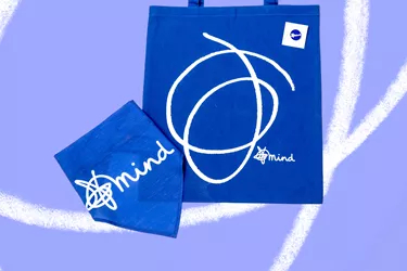 Blue Mind tote bag, pin badge and bandana