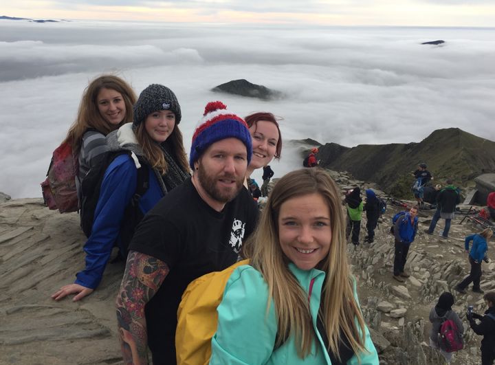 Group of hikers at Snowdon peak