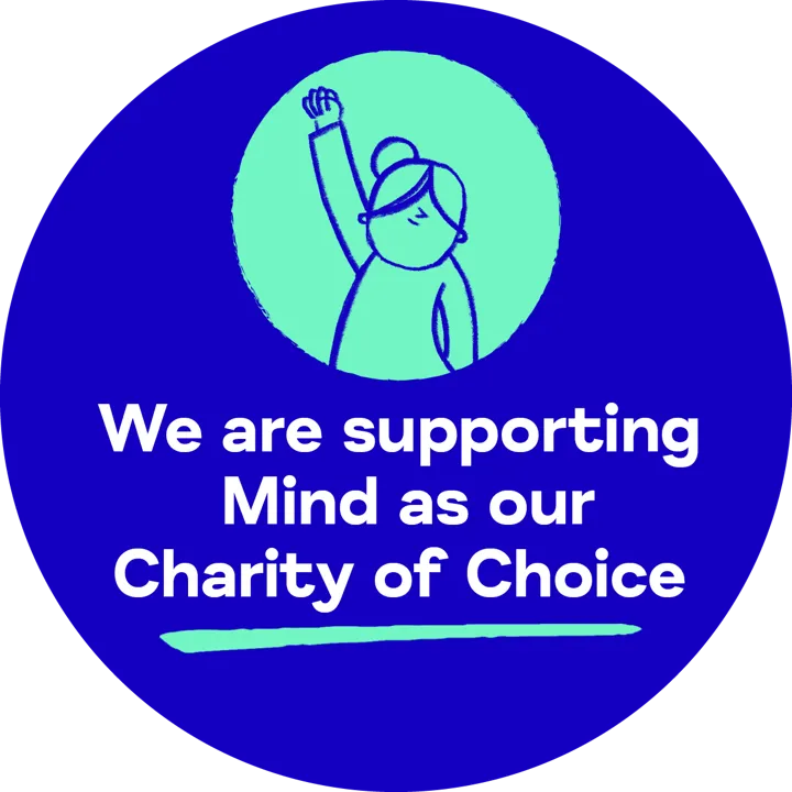 We Are Supporting Mind as our Charity of Choice - Blue - Hands up