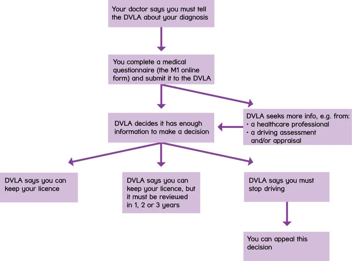 Flowchart showing what the DVLA does with the information you give them, as described under "What will the DVLA do with the information I give them?" Flowchart showing what the DVLA does with the information you give them, as described under "What will the DVLA do with the information I give them?"