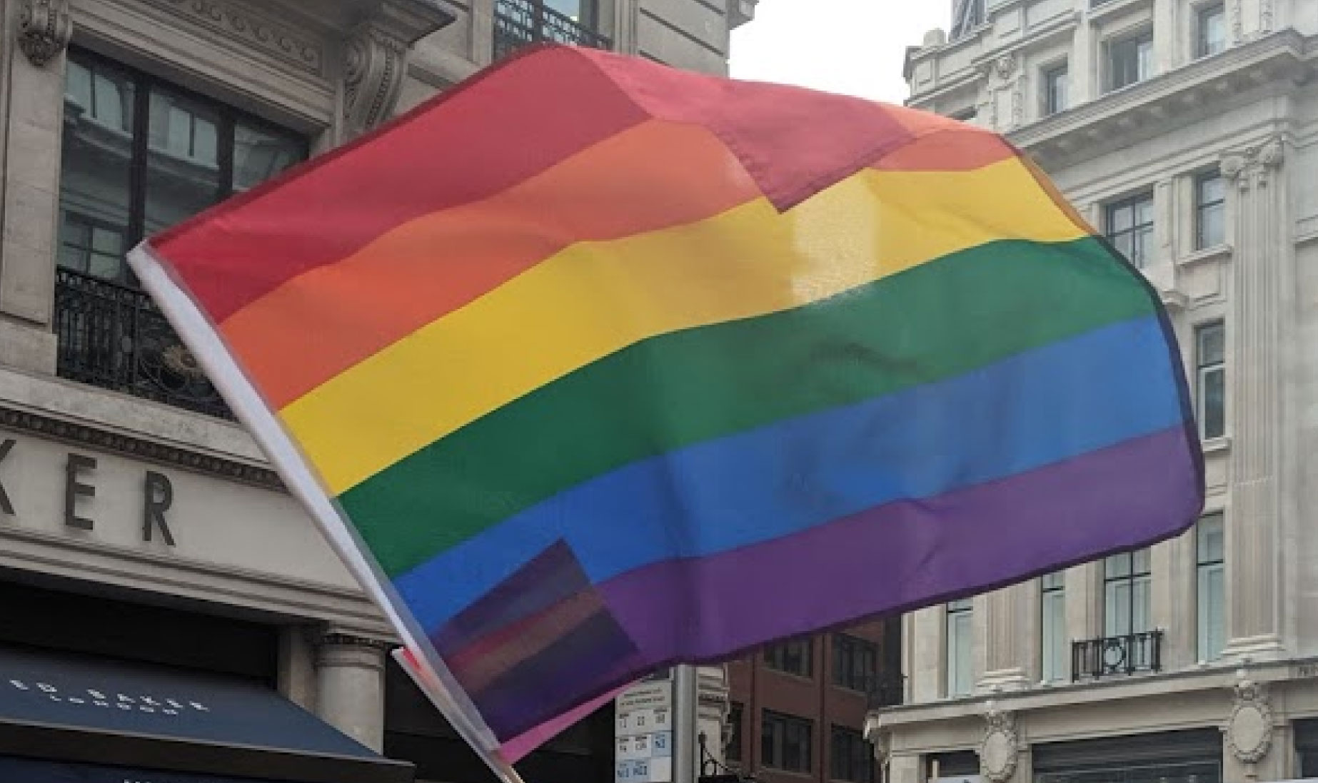 LGBT Rainbow flag blowing in wind