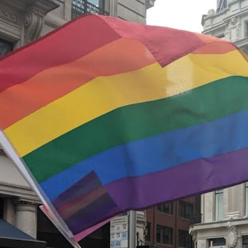 LGBT Rainbow flag blowing in wind
