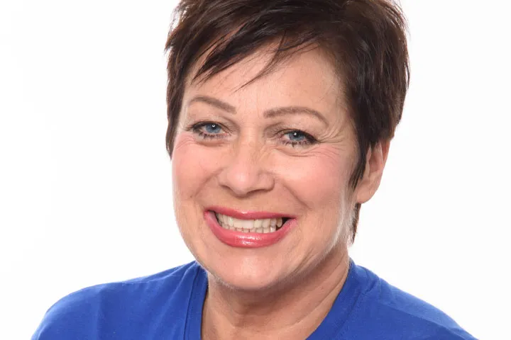Denise Welch smiling at camera