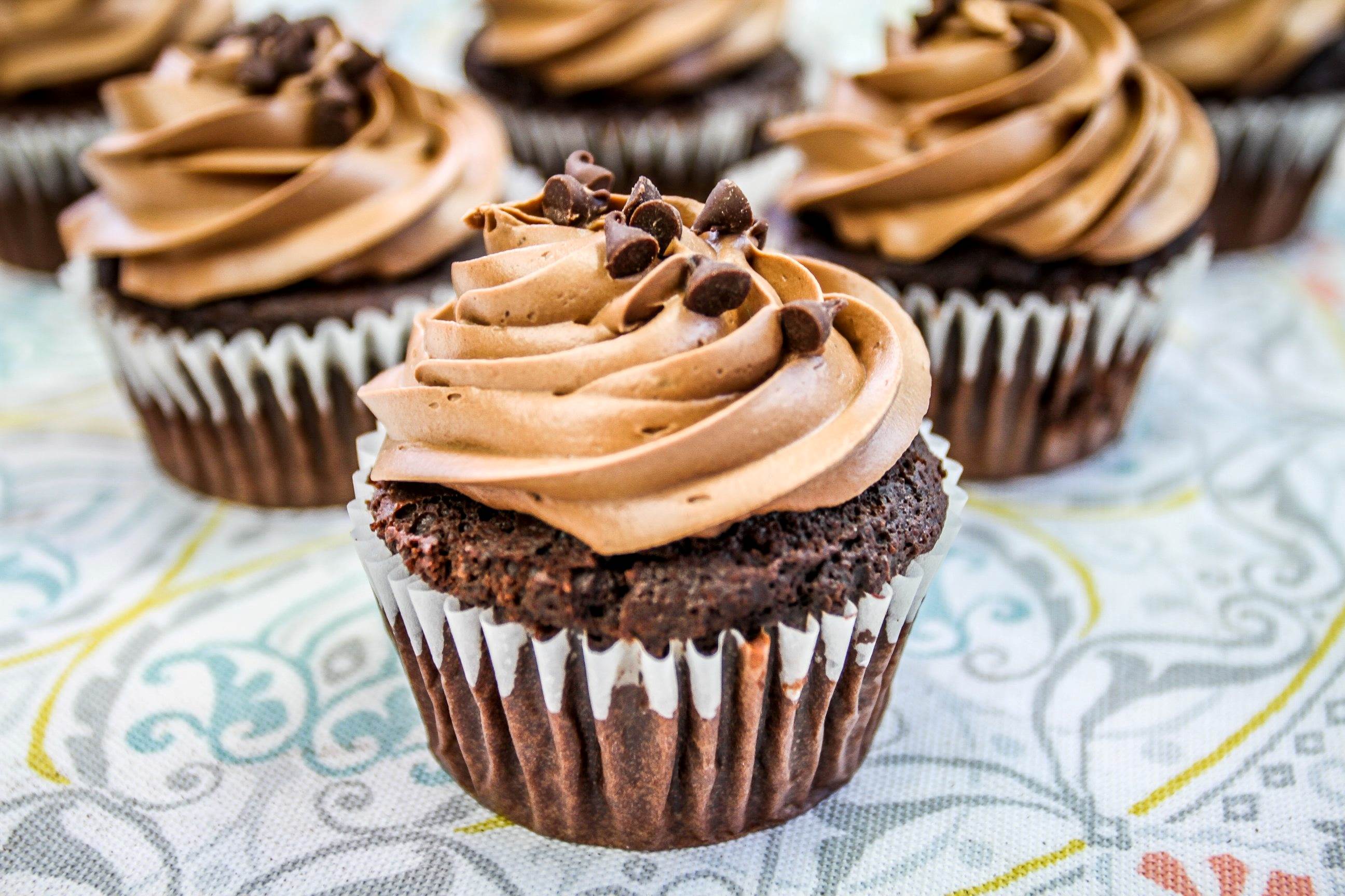 Chocolate cupcakes close up