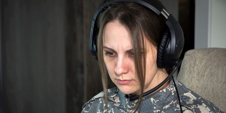 Person wearing headphones