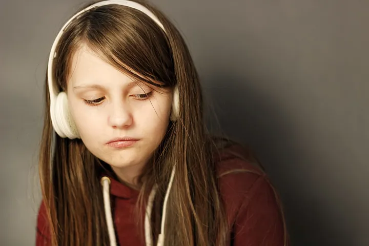 Person wearing headphones 