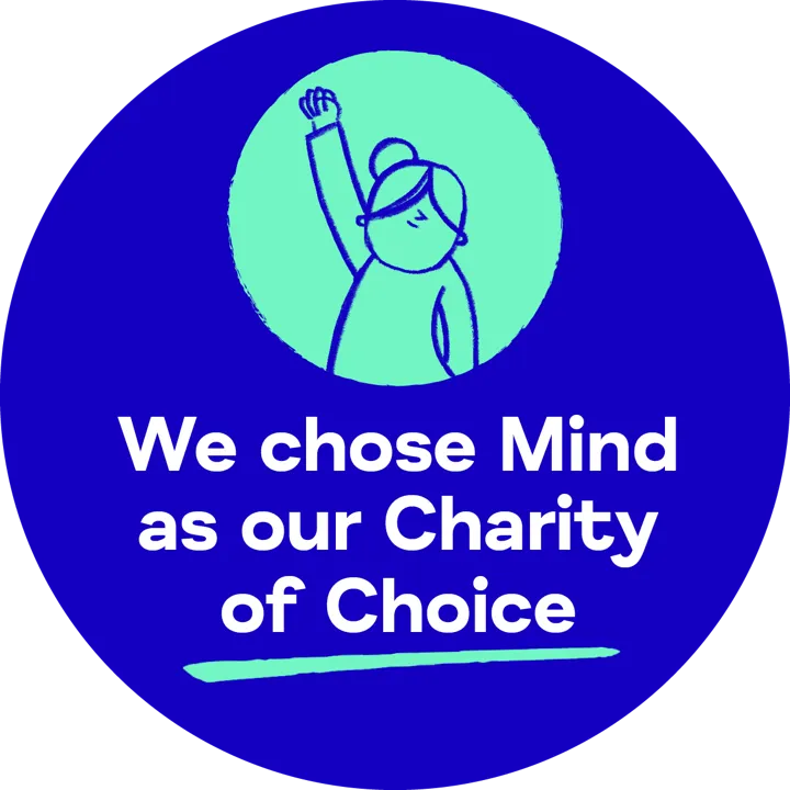 We Chose Mind As Our Charity of Choice - Blue - Hands up