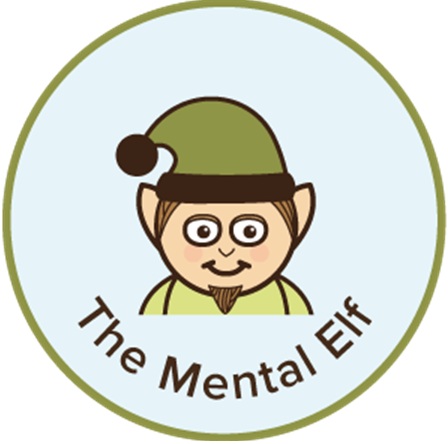 The Mental Elf logo: a cartoon elf in green hat, smiling