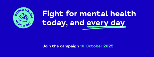 A social media banner that says "fight for mental health today and every day"