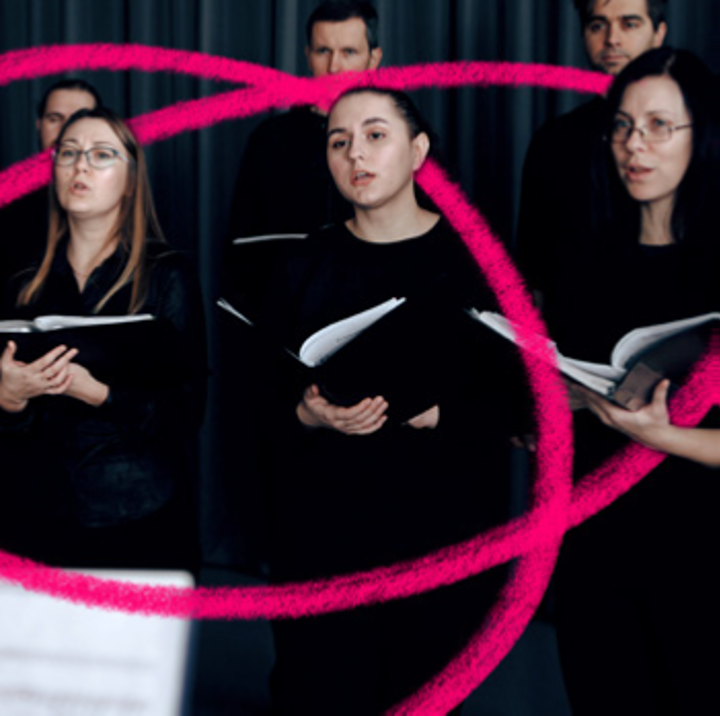 Female choir members singing