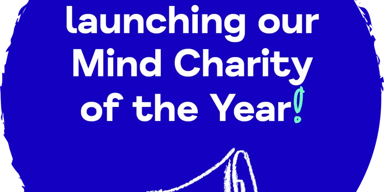 Blue circle with white text saying ' We are launching out Charity of the Year!' with megaphone illustration. Blue circle with white text saying ' We are launching out Charity of the Year!' with megaphone illustration.